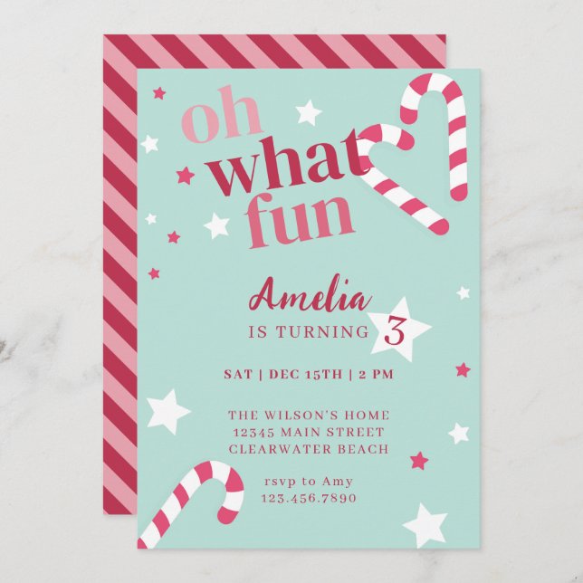 Convite Que Festa de aniversário de Feriado da Rapariga Di (Frente/Verso)