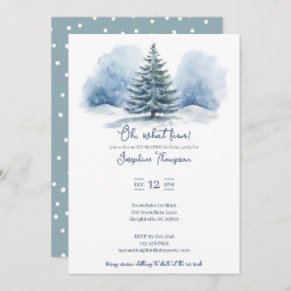 Convite Que Festa de aniversário de inverno verde e neve d