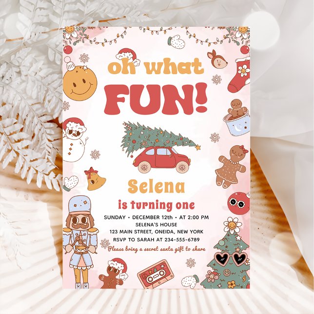 Convite Que Festa de aniversário de Natal divertido Hippie (Criador carregado)