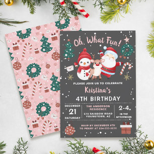 Convite Que Festa de aniversário de Natal Preto Rosa Dive