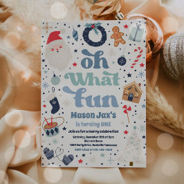 Convite Que Festa de aniversário De Natal Vermelha E Azul