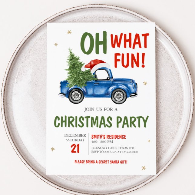 Convite Que festa de Natal de Truck (Oh What Fun Christmas Party Invitation )