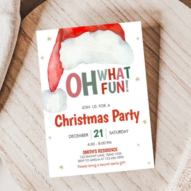 Convite Que festa de Natal divertida para Papais noeis (Oh What Fun Christmas Party Invitation )