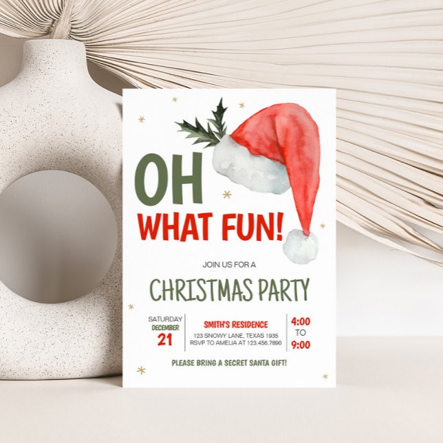Convite Que festa de Natal divertida para Papais noeis (Oh What Fun Christmas Party Invitation )