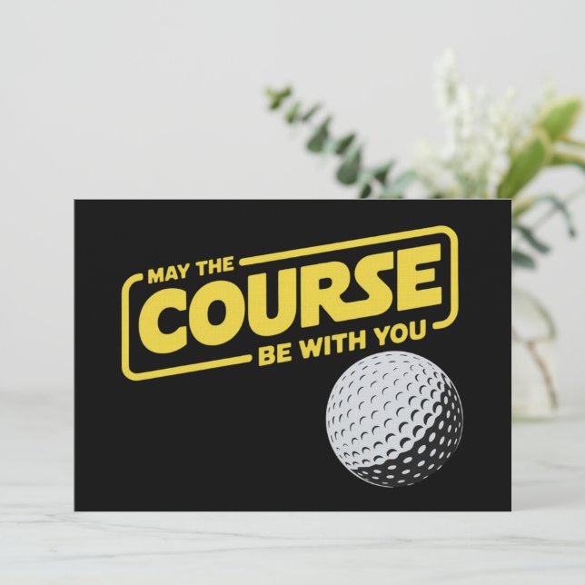 Convite Que o Campo Esteja Com Você Golfe Divertido (Em pé/Frente)