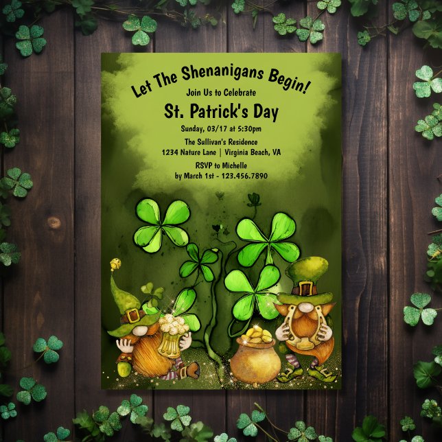 Convite Que os Shenanigans comecem a Rua. (Front - Let the Shenanigans Begin St. Patrick's Day Party Invitation)