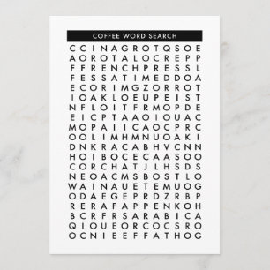 Convite quebra-cabeça da busca da palavra do café