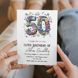 Convite quebra-cabeça da festa de aniversário 50