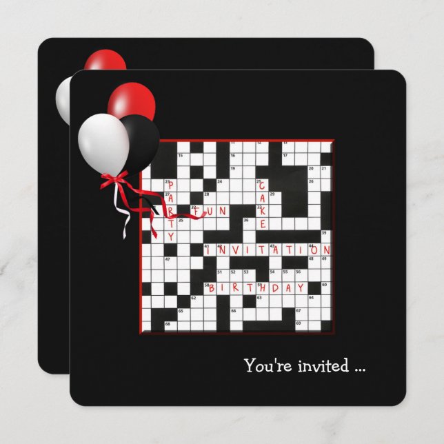 Convite Quebra-cabeça de Espadas Cruzadas e Festa de anive (Frente/Verso)
