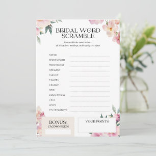 Convite Quebra-cabeça de palavras do jogo de chá de noiva