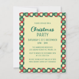 Convite Quebra-cabeça Verde Vermelho Natal Piece Geométric