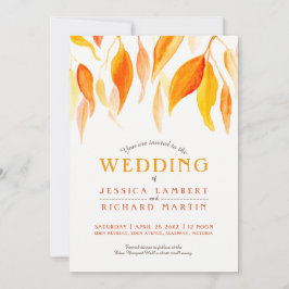 Convite Quebra de água outono folhas casamento