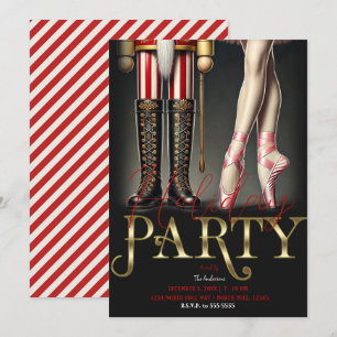 Convite Quebra-Nozes e Bailarina Festa de Natal Preto Dour