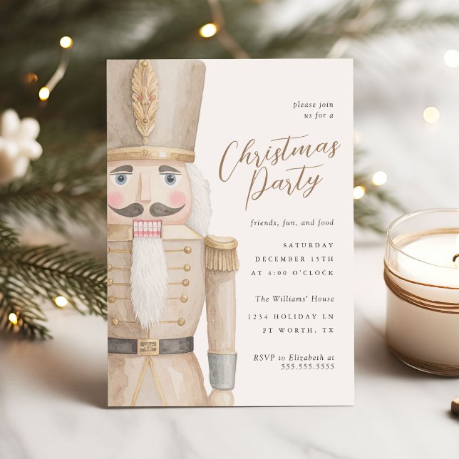 Convite Quebra-Nozes Neutro Festa de Natal Elegante (Criador carregado)