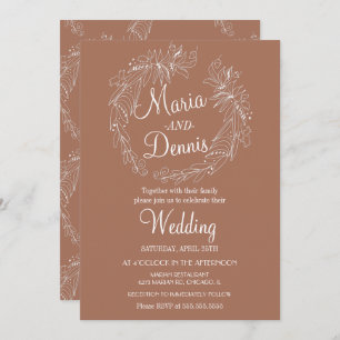 Convite Quebra Simples de Terracotta Greenery Line Wreath