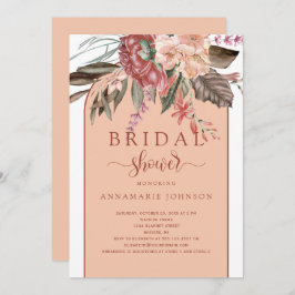 Convite Queda Aquarela Florais Rust Terracotta Peach