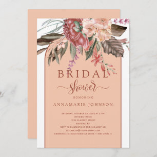 Convite Queda Aquarela Florais Rust Terracotta Peach