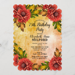 Convite Queda Aquarela Floral 75ª Festa de aniversário