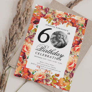 Convite Queda Autumn Floral Garden Foto 60º Aniversário