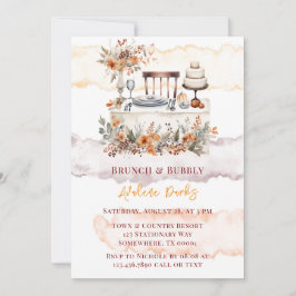 Convite Queda Burgundy Laranja Mesa Floral Brunand Bubble