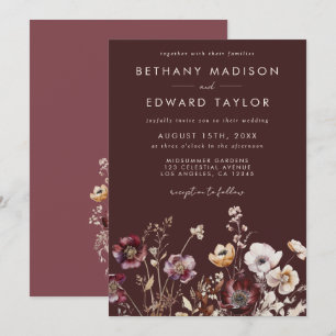 Convite Queda Casamento de Flores Selvagens