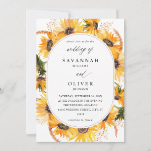 Convite Queda Casamento Floral de Girassol