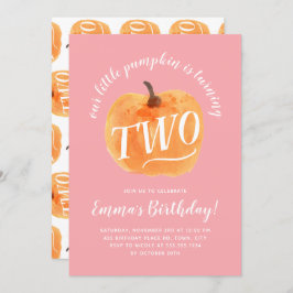Convite Queda de abóbora outono Segundo Aniversário Rosa