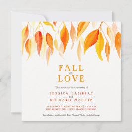 Convite Queda de amor, cor d'água, casamento de folha lara