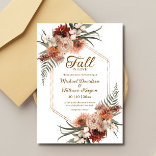 Convite queda de amor flores de aquarela outono casamento