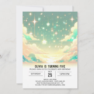 Convite Queda de estrelas moderna e celestial Aniversário 
