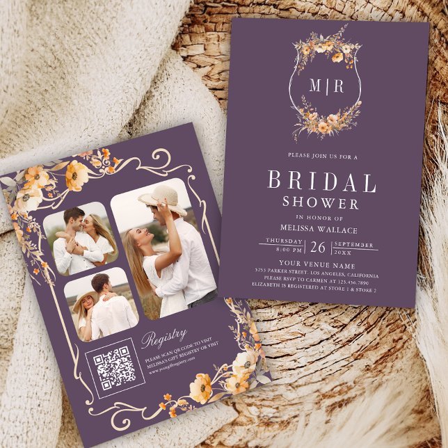 Convite Queda de Flor Selvagem Código QR Dusty Chá de pane (Criador carregado)