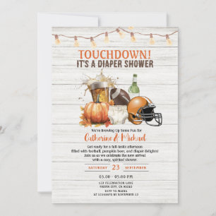 Convite Queda de touchdown é uma fralda Chá de fraldas Cer
