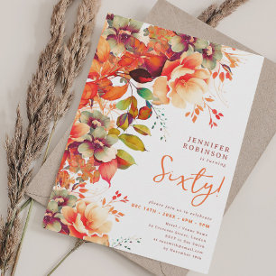 Convite Queda de Watercolor Floral 60º Aniversário