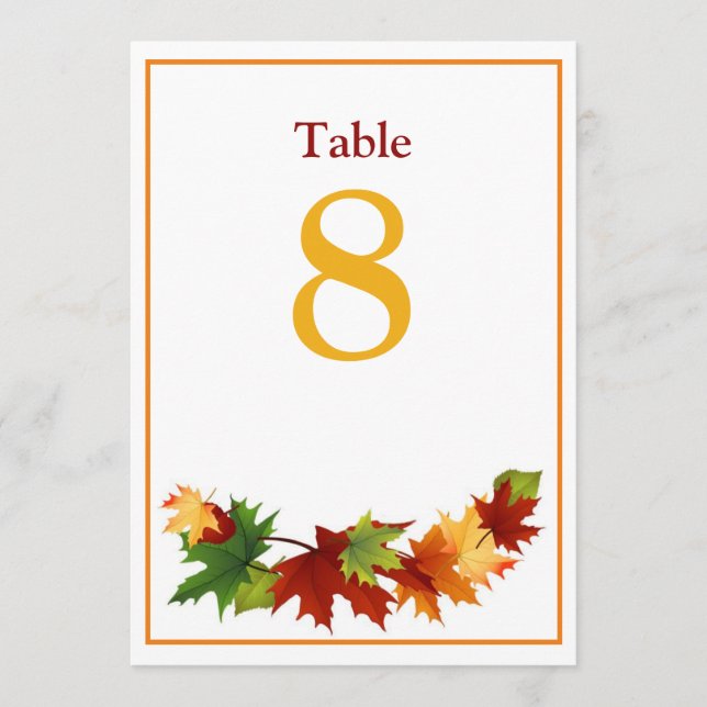 Convite Queda Deixa grande número de tabela 5 x 7 (Frente)