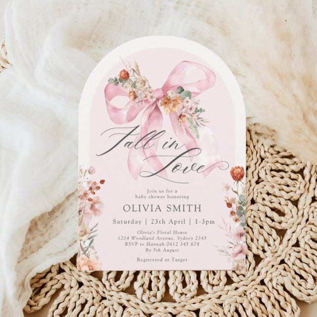 Convite Queda do Arco rosa floral queda no Chá de fraldas  (Criador carregado)