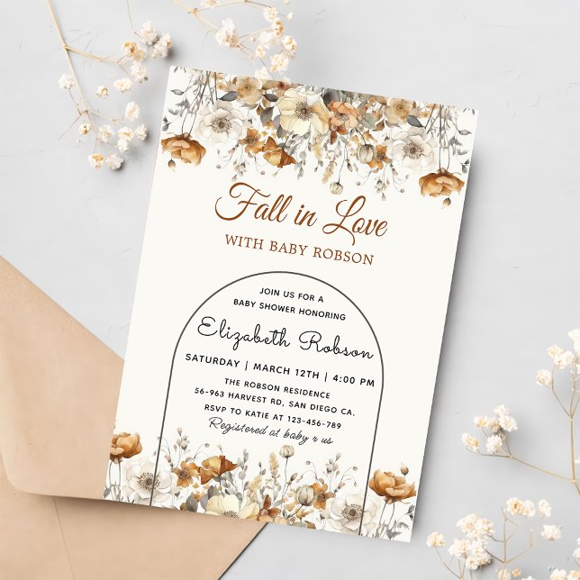 Convite Queda do Chá de fraldas de outono de Wurdflower te (Criador carregado)