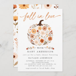 Convite Queda do Chá de fraldas Floral de Abóbora