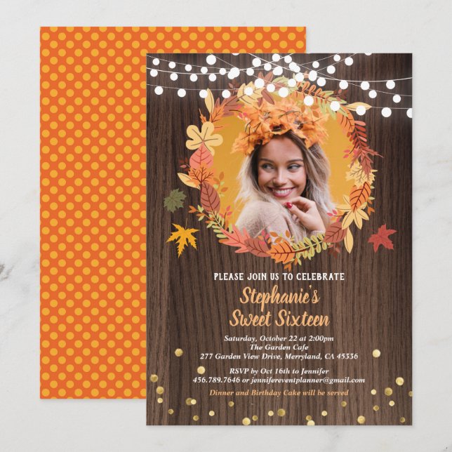 Convite Queda doce 16 fotos convidando coroa russa (Frente/Verso)