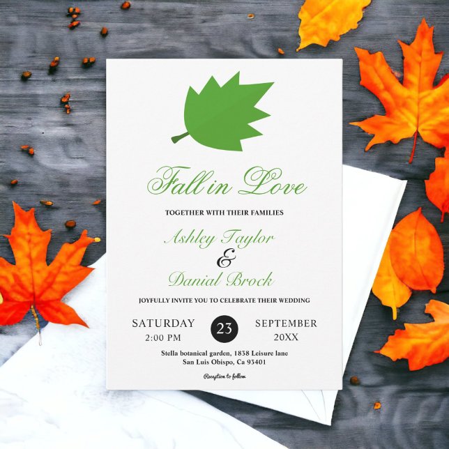 Convite Queda Elegante no amor O outono deixa Casamento ou (Criador carregado)