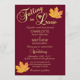 Convite QUEDA elegante no casamento de Borgonha Marsala do