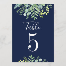 Convite Queda Eucalyptus Floral Wedch Table Number Marinho
