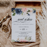 Convite Queda fina de 16 Festa de aniversário doce, doce,<br><div class="desc">Este belo convite de aniversário floral de 16 anos é perfeito para uma família e amigos se juntam para celebrar o 16° aniversário. O design retrata uma pincelada rosa desenhada à mão,  azul escuro e flores brancas marinhos,  inspiradoras elegância,  classe e beleza natural.</div>