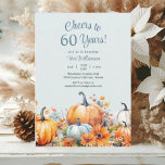 Convite Queda Floral 60º Aniversário Cheers para 60 anos<br><div class="desc">Queda Autumn Pumpkin 60º Aniversário Alegra a 60 Anos de Convite Esta elegante queda 60º convite de aniversário surpresa é perfeita para o seu evento especial!</div>