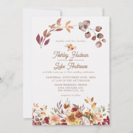 Convite Queda Floral no Amor Casamento Botânico Boho Queda