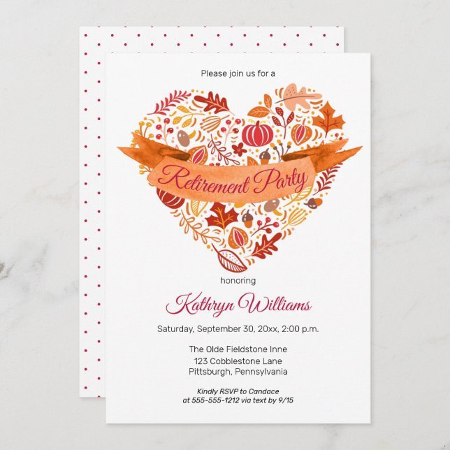 Convite Queda| Folhas de outono| Grupo de Reforma de Pumpk (Frente/Verso)