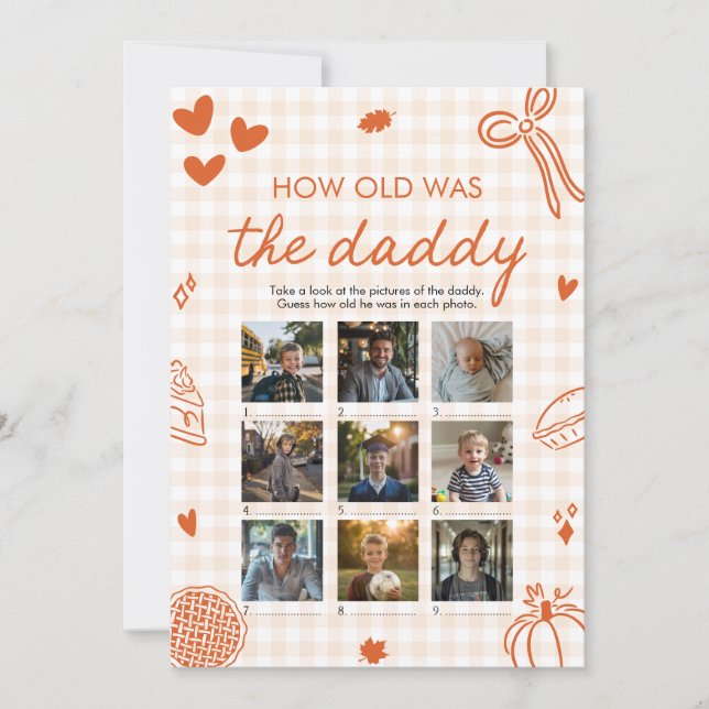 Convite Queda Mão Laranja Desenhou A Idade Do Jogo Do Pai (Frente)