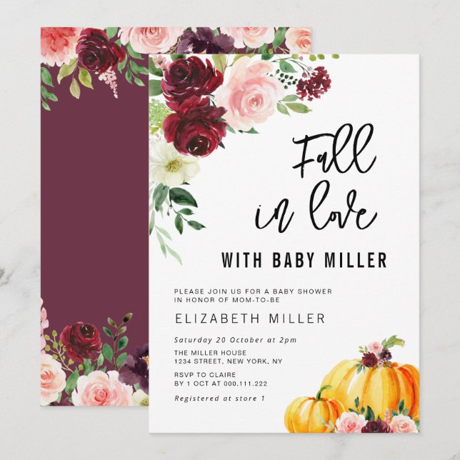 Convite queda moderna do chá de fraldas de lama (Frente/Verso)