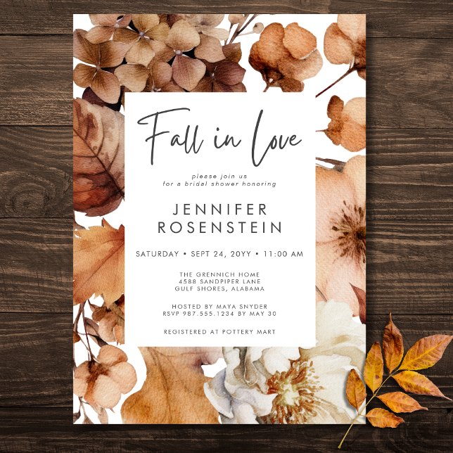 Convite Queda Neutra Moderna Em Chá de panela De Amor (Modern Fall Neutral Fall In Love Bridal Shower Invitation)