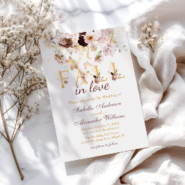 Convite Queda no Amor Blush Peony e Dourado Casamento Burg