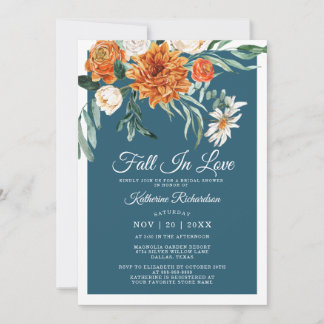 Convite Queda No Amor Chá de panela Azul Ruptura Rústica